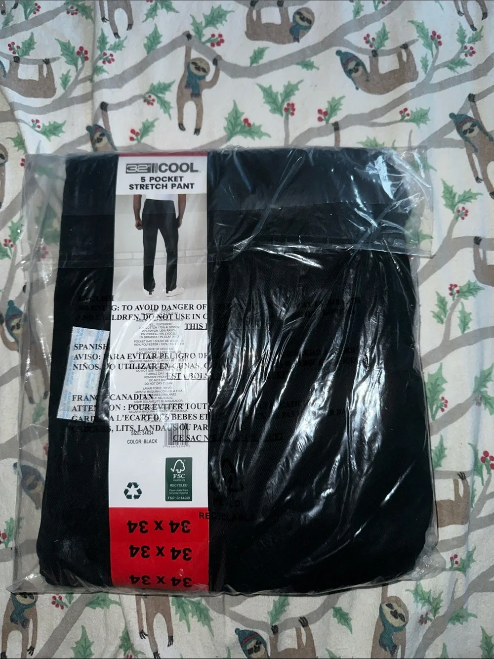 Men's Black 5-Pocket Stretch Pants - Cool Stretch, 34x34